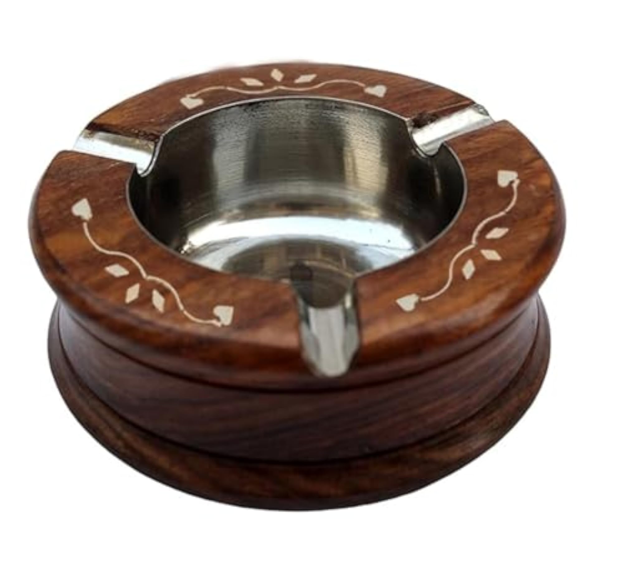 Wooden Cigarette Ashtray with Drawer and 4 Holders