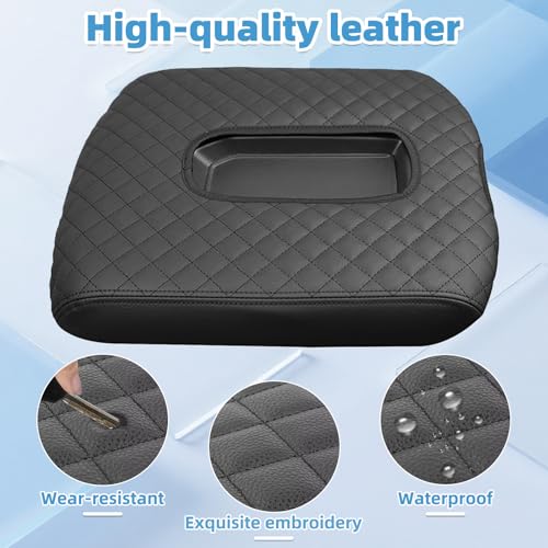 Image of Center Console Armrest Cover Compatible with Chevy Chevrolet Silverado & GMC Sierra 1500 2500 3500 HD 2019 2020 2021 2022 2023 2024 2025 Protector Interior Accessories(for Jump Seat Console)