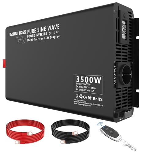 Convertisseur 24v 220v Pur Sinus 3500W DATOUBOSS avec Écran LCD et Télécommande
