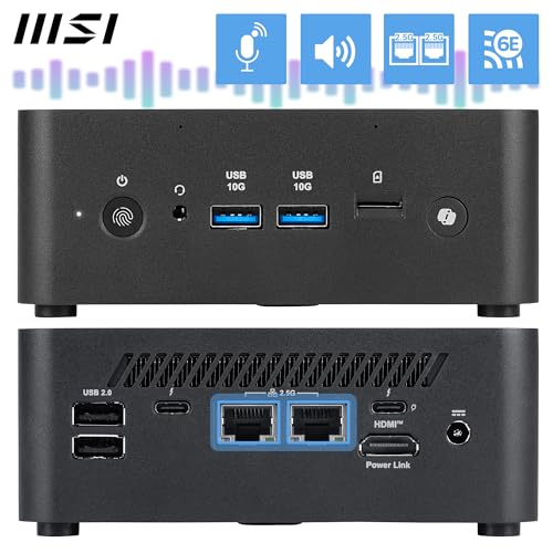 MSI Cubi NUC AI+ 2MG-030AT– Intel® CoreTM Ultra 9 Prozessor 288V CPU, 32 GB LPDDR5X, 512 GB M.2 SSD, USB 10 Gbps Typ A, Thunderbolt 4 & HDMI 2.1, Wi-Fi 6E, Bluetooth 5.3 – Schwarz, Windows 11 Pro