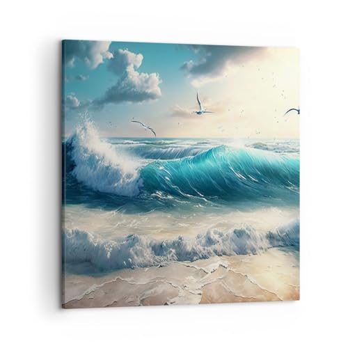 Impression sur toile mer et vagues 50x50 cm décoration murale