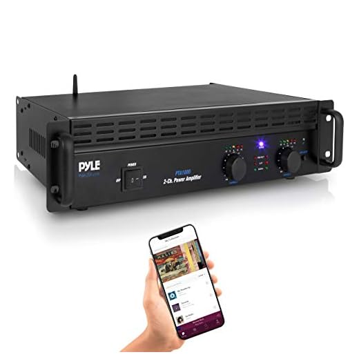 Professional Audio Bluetooth Power Amplifier - 2-Channel Rack Mount Bridgeable, LED Indicators, Shockproof Binding Posts, Cooling Fans 1000 Watt - Pyle PTA1000