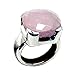 CaratYogi Coussin Rose Naturelle - Quartz Rose - Argent Sterling - Bague en Argent serti de Lunette sertie de Doigts Taille-63