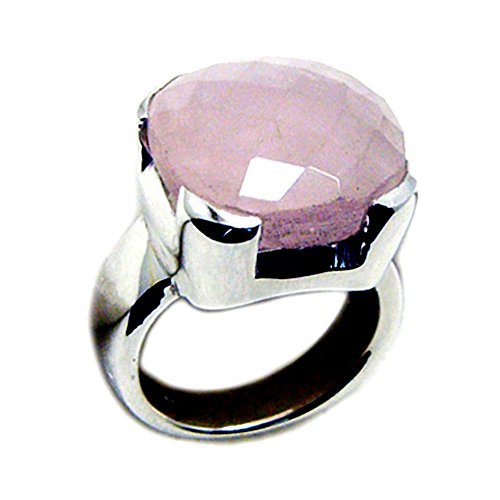 Bague quartz rose naturelle coussin en argent 925 chakra - 2