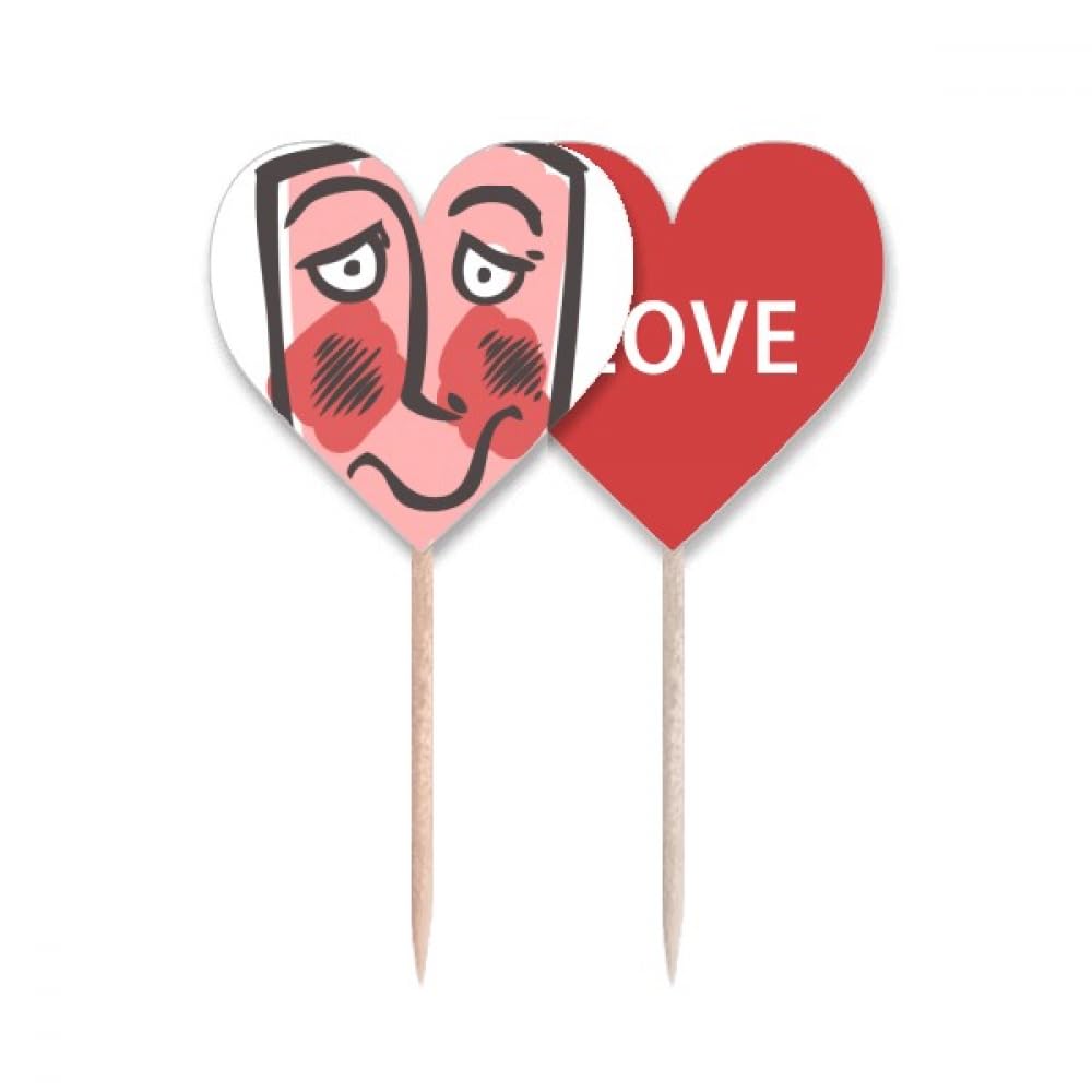 Amour cure-dents drapeau visage timide pour célébrer la Saint-Valentin avec un dessert fait maison
