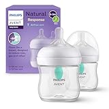 Philips Avent Natural Response-babyfles - 2 Babymelkflessen van 125 ml met AirFree-opening, BPA-vrij, voor pasgeboren baby's van 0 maanden en ouder (model SCY670/02)