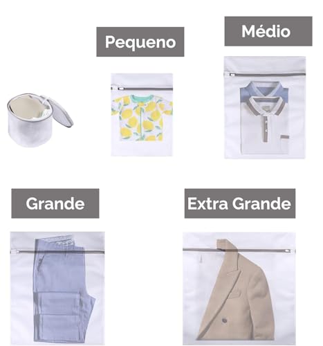 Sacos para Lavar Roupas Máquina de Lavar - Kit de 5 Saco Lavar Roupa Duráveis para Roupas Delicadas