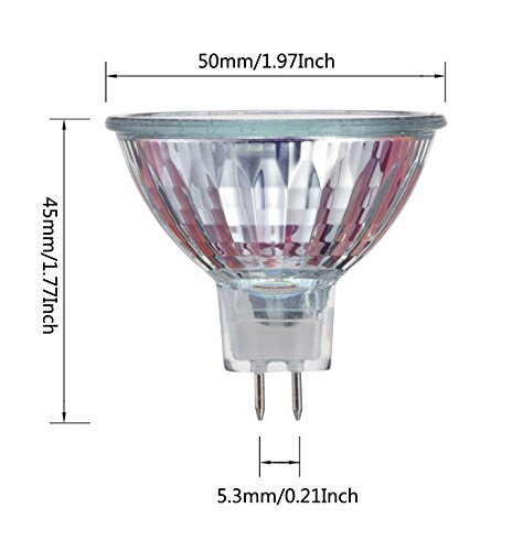 CTKcom MR16 12v 20w Halogen Light Bulbs(6 Pack) - 12 Volt Bi Pin Base,High Lumens, Precision Halogen Reflector Fiber Optic Light Bulb, Glass Cover,6 Pack