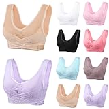 Corset Bra Front Cross Side Buckle Lace Bras, Kendally Bras for Older Women Breathable Push Up Comfy Bra Wireless Bralette Sports Bras for Women High Support Beige XXL