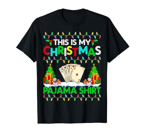 Card Games Christmas Pajama Shirt Card Games Xmas Holiday Camiseta