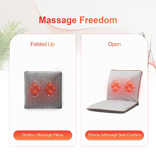 Comfier Rechargeable Back Massage Pad For Back Pain Relief Deep Tissue, Foldable Back Massage Chair Pad With Adjustable Intensity，Shiatsu Back Massager With Heat，Gifts For Mom Dad Women Men #TOP6