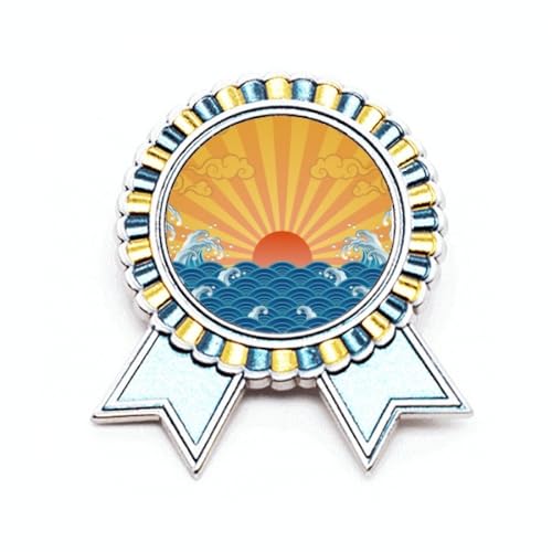 Broche soleil nuage médaille du vainqueur en métal ciselé de taille M