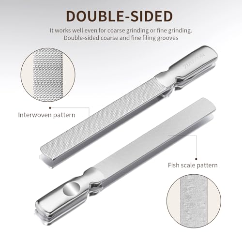 Image of ZIZZON Professional Stainless Steel Nail Files Double Sided for Women and Men, Heavy Duty Reusable Manicure Filer for Natural Nails, Great for Home Salon or Travel Use 2 Pieces
