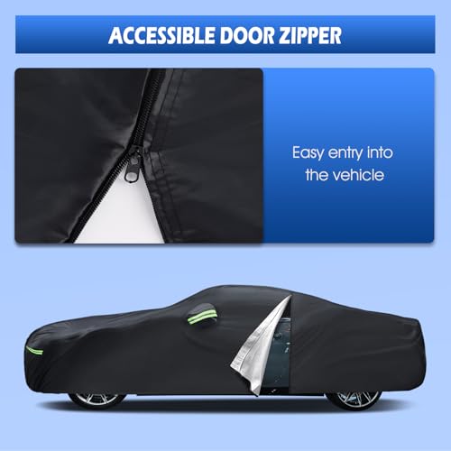 Image of Car Cover Custom Fit for Dodge Challenger 2008-2026, Migaven Waterproof Full Exterior Cover Rain Sun Hail Protection with Door Zipper & Inner Cotton