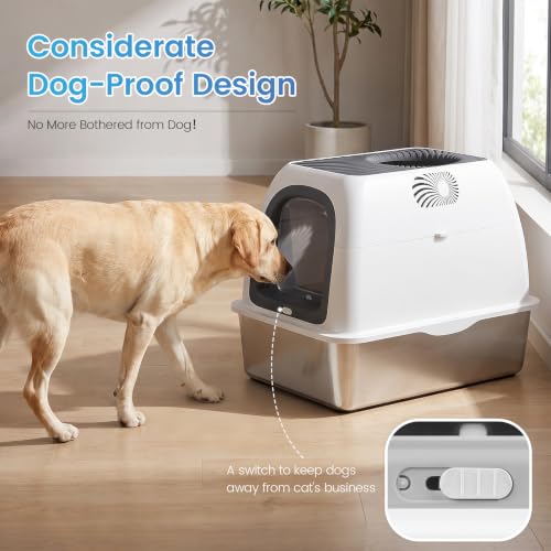 Image of SuzziPaws Stainless Steel Litter Box Top-Entry Dog-Proof for Multi-Cats