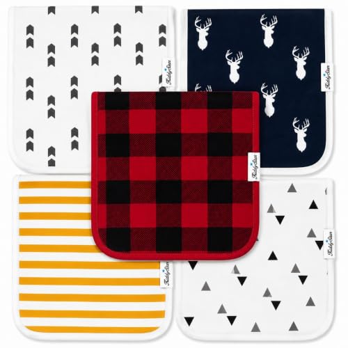 Image of KiddyStar Premium 5-Pack Organic Cotton Burp Cloths for Newborns & Infants | Soft, 3-Layers Absorbent Baby Burping Cloths | Plush Infant Towels | Large Spit-up Rags for Boys & Girls