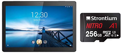 Image of Lenovo Tab M10 Full-HD (3GB, 32GB, Wi-Fi + 4G LTE, Non Calling), Slate Black + Strontium Nitro A1 256GB Micro SDXC Memory Card 100MB /s A1 UHS-I U3 Class 10 with High Speed Adapter