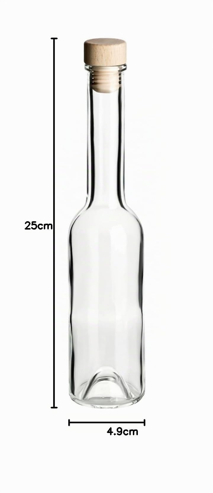 gouveo 42er Set Glasflaschen 200 ml (0,20 l) Sinfonie mit Holzgriffkorken – Leere zum Befüllen für Likör, Schnaps, Sirup, Öl, Essig und Deko (SIF200HGK)
