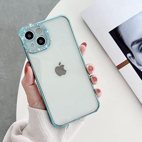 Coque Luxe iPhone 14 Pro Max avec placage diamant et protection caméra pailletée verte