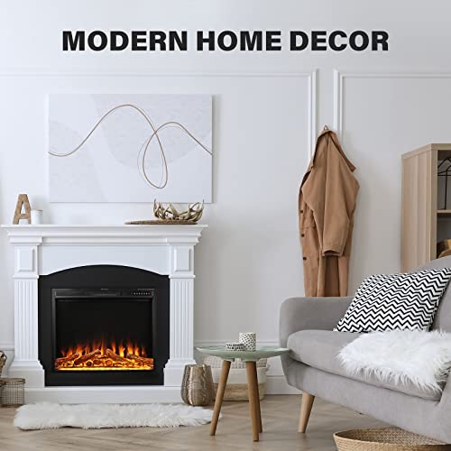 Rintuf 34'' Electric Fireplace Insert,Electric Fireplace Heater With Touch Screen & Remote,Overheating Protection With Timer,Customed Display:5 Flame Speed & 5 Color & 5 Brightness,750/1500W, Black #TOP5