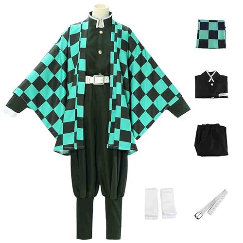 FFFish Anime Kamado Tanjirou Cosplay Costume for Kids Adults Anime Outfits Costume for Halloween (Gr