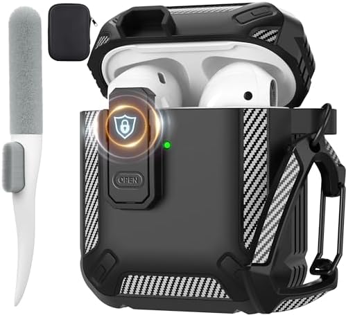 for AirPods 1/2 Case Cover with Magnetic Lock, Black