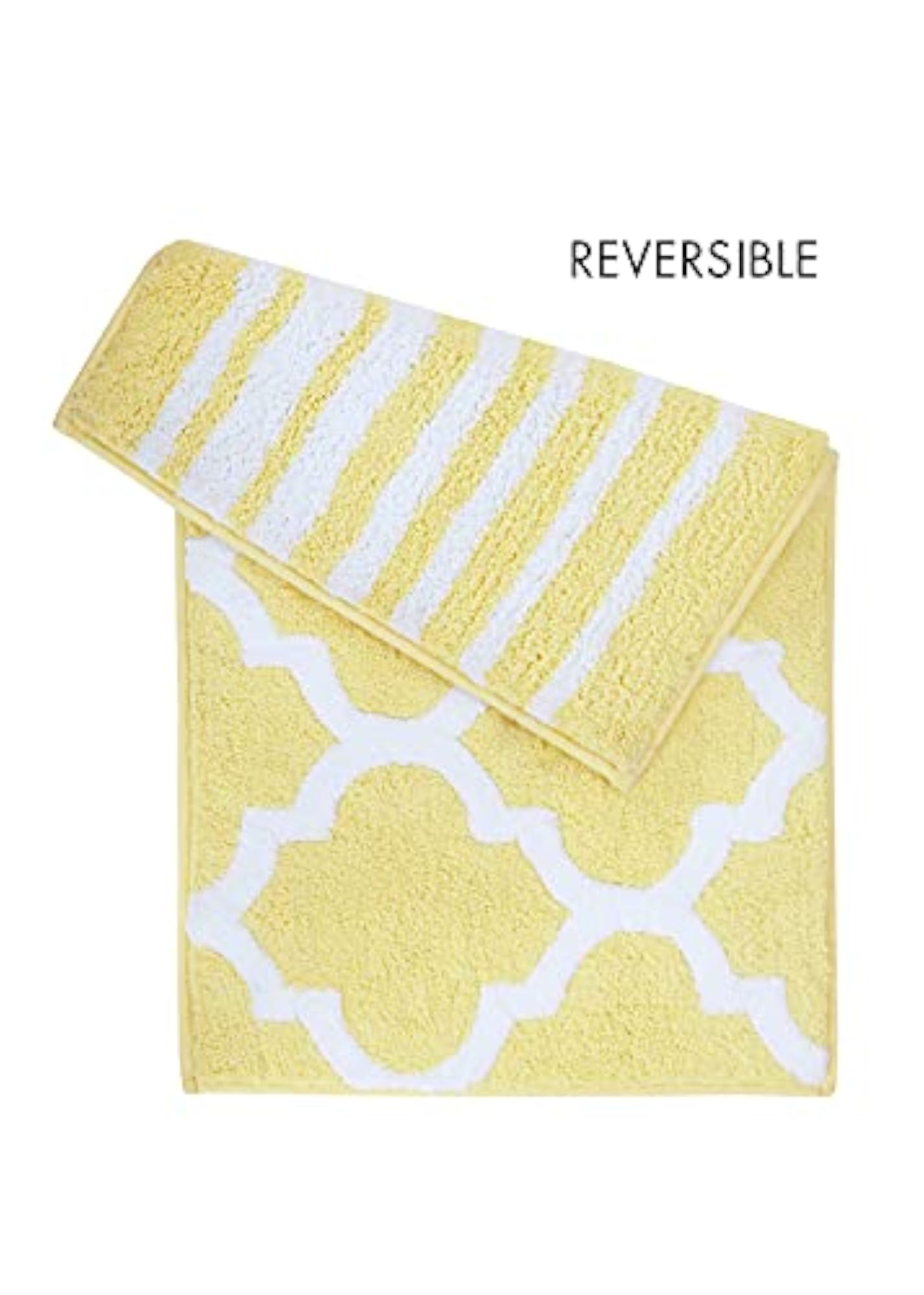 Dual Design Reversible Bath Mat, Super Absorbent Polyester