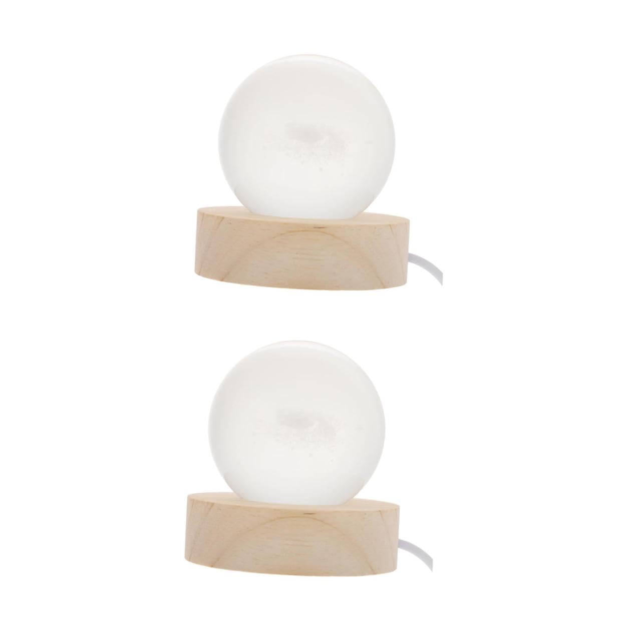 Cabilock 2pcs Crystal Night Light Base Glowing Decorative Sphere for Home Bar Office and Restaurant Unique Atmosphere Festivals and Special Occasions