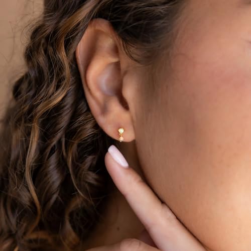 2 Pairs 20G/18G/16G Dainty Stud Earrings, Cubic Zirconia Screw Flat Back Drop Earrings & Tiny Birthstone Dangle Earrings4