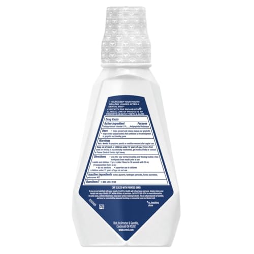 Crest Pro-Health Clinical Mouthwash with CPC, Alcohol Free, Gingivitis Treatment, Deep Clean Mint, 473 Ml (16 fl oz), 4 Count image 9