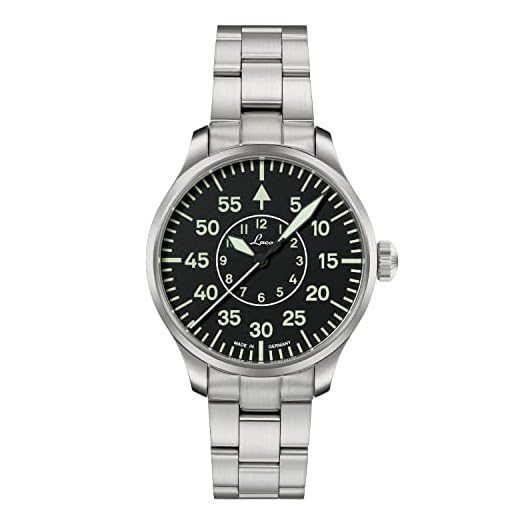 Laco Fliegeruhr, Automatikuhr, Edelstahlgehäuse, Saphirglas, 5 bar, Made in Germany