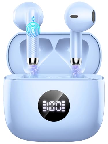 Wireless Earbuds, Bluetooth 5.4 Headphones in Ear with 4 ENC Noise Cancelling Mic, Bluetooth Earbuds 40Hrs Playtime, Wireless Earphones HiFi Stereo Deep Bass, IP7 Waterproof, USB-C Fast Charge, Purple