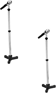 2Pcs Black 1/12 Dollhouse Miniature Accessories,Metal Microphone with Stand, Dollhouse Microphone Music Room Recording Room Studio Decoration Present Mic Figure 5.2cm x 1.8cm x 1.8cm