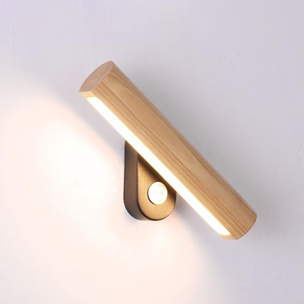 SMCCYYSD Wooden Led Wall Lamp Indoor Study Room Light360° Adjustable Modern Wood Sconce for Bedroom Bedside Living Corridor Entryway Restaurant Mounted Lamp(3000k,32.5cm)