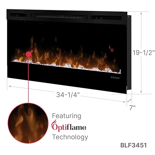 Dimplex Prism 34 Inch Wall-Mount Linear Electric Fireplace - Black, 1220W