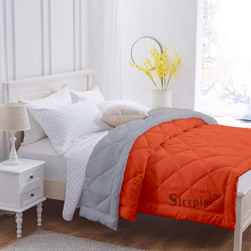 Image of 600 GSM Heavy Winter Single Bed Comforter | Microfiber, Breathable, Reversible,Soft, Lightweight & Machine Washable Comforter for Single Bed 60x90 Inch - OrangeSilver