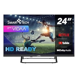 Smart Tech TV LED HD 24' (60 cm) 24HV02V Smart TV VIDAA - Molotov, Netflix, Prime Video, Disney+, Youtube, Plex - 3xHDMI - 2xUSB - Mode Hotel (24")