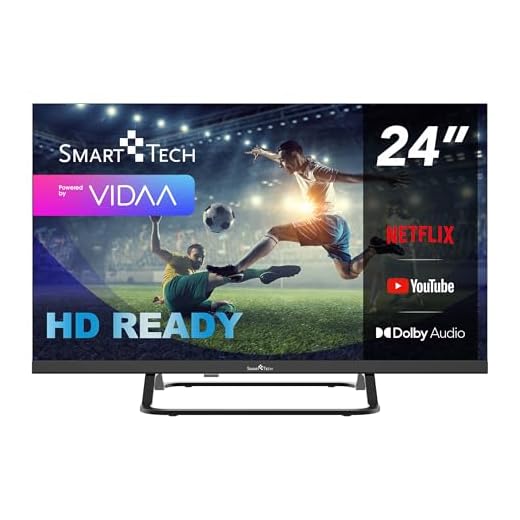 Smart Tech TV LED HD 24' (60 cm) 24HV02V Smart TV VIDAA - Molotov, Netflix, Prime Video, Disney+, Youtube, Plex - 3xHDMI - 2xUSB - Mode Hotel (24")