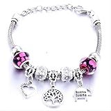 30 Day Money Back Guarantee LYZH  Pulseras Antiguas Originales en Forma de corazón Pulseras con dijes para Mujeres Cuentas de Vidrio Marca Pulsera y Brazalete DIY joyería Regalos   rodio Plateado