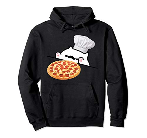Funny Bongo Cat Pizza Chef Dank Memes Pullover Hoodie