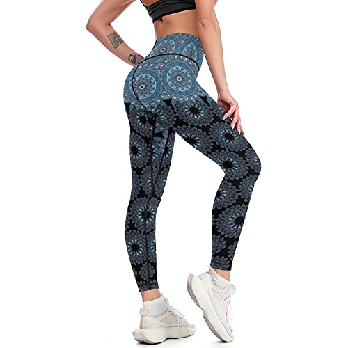 Cerburny Women s Yoga Leggings High Waisted Workout Pants 4-Way Stretch Exercise Running Mandala Pants