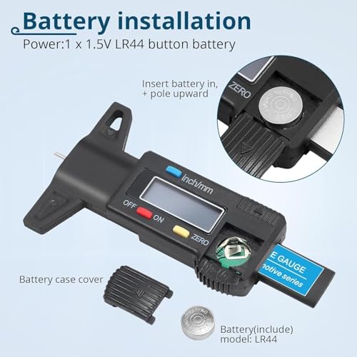 Image of Digital Digital Tyre Tread Depth Gauge 0-25mm LCD Display 0.01mm Accuracy Tyre Wear Measuring Tool mm /Inch Conversion Stainless Steel Probe for Car Bike Truck