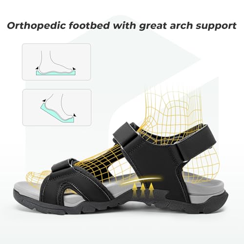 Image of FitVille Wide Sandals for Men With Arch Support Orthopedic Comfortable Summer Men's Wide Sandals for Plantar Fasciitis & Swollen Feet Breathable Outdoor Recovery Athletic Walking Sandal for Man