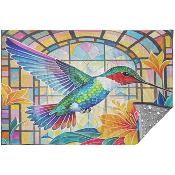 Miękki flanelowy lekki koc podróżny witrażowy koliber świecący w ciemności gwiazdy koc poduszka 150 x 140 cm