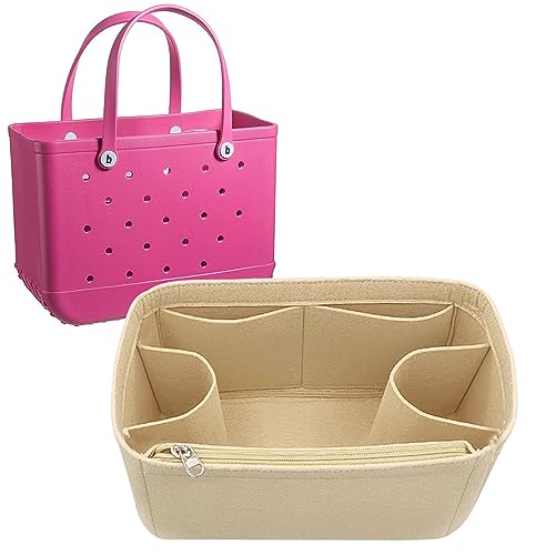 Lckaey Purse organizer inserts for rubber beach bag with Borg bag handbags felt organizers Y015-khaki-L