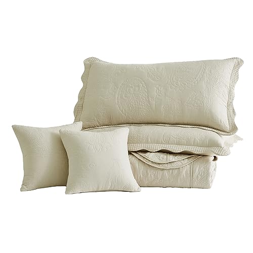 Blythease Oversized Alaskan King Bedspread 138x122, Cotton Paisley, Khaki by Blythease - Image 9