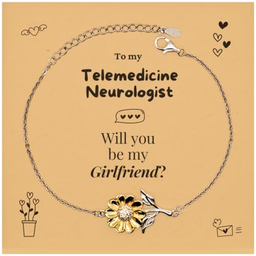 Telemedicine Neurologist Gift, Couple, Lover proposal card for her, I Love You for Valentine, Wedding, Marriage, Anniversaries, cute sunflower Bracelet | Be my Girlfriend