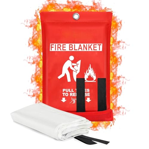 TAXVI Emergency Fire Blanket | Survival Fiberglass, Flame Retardant, Protection Fire Blanket | Shelter Safety Cover for The Kitchen, Fireplace, Grill,...