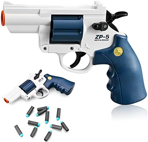 Double Barrel Toy Gun Foam Blaster Soft Bullet Toy Revolver with Shell Ejection ejecting, boy Toy with Suction Dart and Catridge, for Kids 6 7 8 9 10 Years Old Teen