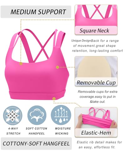 Image of RUNNING GIRL Sports Bras for Women,Padded Strappy Sports Bras Criss-Cross Back Medium Support Sports Bras with Removable Cups